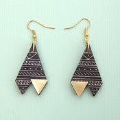 Image of Triangle Tribal Print Black & Gold Earrings by Rachel Loves Bob