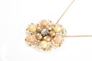 Image of Antique lace beaded pendant- peach