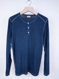 Image of Rambler's Way - Indigo Dyed Fine Wool Henley Top
