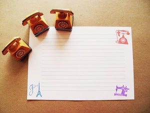 Image of Wooden Rubber Stamp and ink pad set