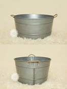 Image of Grey Galvanized Tubs - THREE Sizes - Rope Handles - Vintage Style