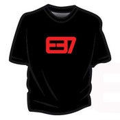 Image of E37 (CREW) T-SHIRT (RED ON BLACK)