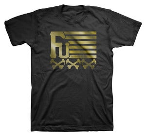 Image of FU FLAG TEE BLACK & GOLD
