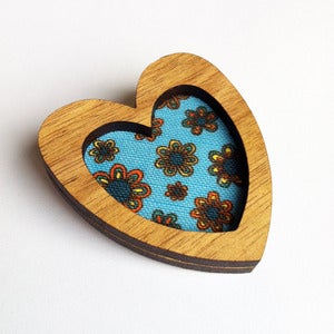 Image of Heart Brooch - Floral in Aquamarine (Free Shipping)