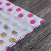 Image of Papier de soie à pois roses, argents ou dorés - 5 feuilles