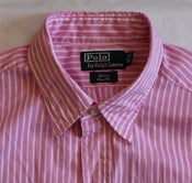 Image of Polo Pink Butcher Stripe Shirt, size 16 1/2 x 34