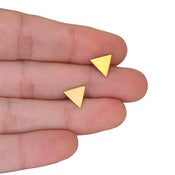 Image of brass triangle post earrings