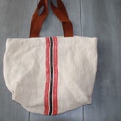 Image of Red and Black Striped Tote Bag.