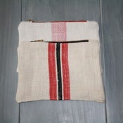 Image of Antique Linen Pouch - Reds