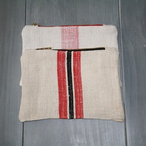 Image of Antique Linen Pouch - Reds