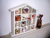 Image of Wooden Hand-painted House Shaped Ornament Display Unit - Free Shipping