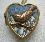 Image of Little Wing Miniature Music Box Locket sea flower blue