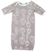 Image of Organic Newbie Gown - Owl, Grey