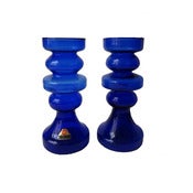 Image of Pair of 1960s Ingrid Glass Candleholders