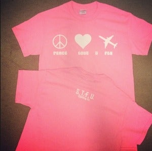 Image of Pink Peace,Love & Fly Tee