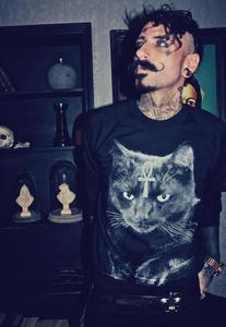 Image of ALICE BOYS Gothic Black Cat Cross Black Jumper