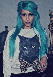 Image of Black Cat Leopard Print Bow Jumper