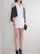Image of Cica Stripe with Leather Blazer