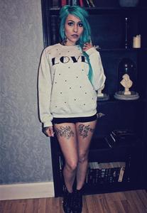 Image of LOVE Print Grey Jumper Love Heart Print