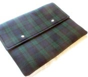 Image of 15 inch Laptop Sleeve, Macbook Pro Case, Black Watch Tartan Wool