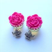 Image of MADE TO ORDER 16mm (5/8") & 19mm (3/4") Stone rose & teapot charm plugs