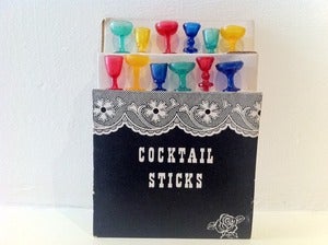 Image of VINTAGE COCKTAIL STICKS GLASSES