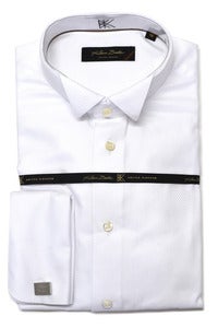 Image of KLAUSS KL782-99 WHITE TUXEDO SHIRT WITH FRENCH CUFFS