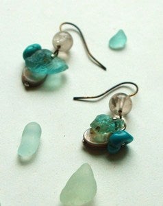 Image of Bonfire Aquamarine & Turquoise Sea Glass Earrings