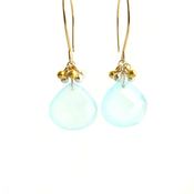 Image of Wailana Plump - Chalcedony briolette earrings, mixed metal