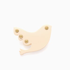 Image of Feather Brooch | Pale Milky Peach + Golden | 40% OFF!