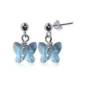 Image of Swarovski Blue Butterfly Earrings Sterling Silver