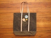 Image of olive waxed canvas tote