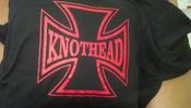 Image of KNOTHEAD - "Iron Cross" red on black unisex tee (S-4X) w/ FREE CD - $15 