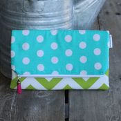 Image of foldover clutch - green chevron