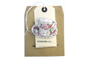 Image of Vintage silk brooch (teacup)