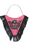 Image of Collar de triángulo con flecos rosa neón