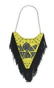 Image of Collar de triángulo con flecos amarillo