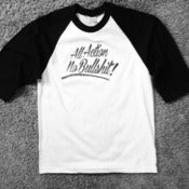 Image of White and Black All Action No BS Baseball T