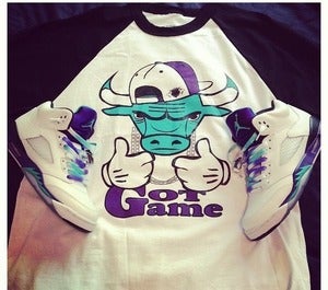 Image of Perdiem Clothing Jordan 5 grape Baseball Tee 3/4 Sleeve 