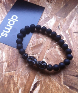 Image of Frosted Matte Black & Double Porcelain Skulls.