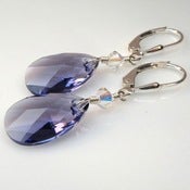 Image of Swarovski Crystal Tanzanite Pear Drop Earrings 