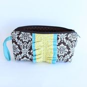 Image of wristlet clutch - chocolate damask