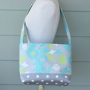 Image of mini messenger bag - grey & aqua print 