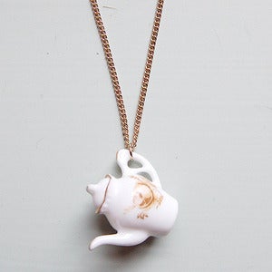 Image of Floral Vintage Style Teapot Necklace by And Mary 