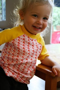 Image of Red Helicopter and Gold Raglan Tee