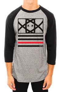 Image of Eyes & Stripes Raglan Grey/Blk/Red
