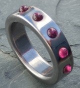 Image of Tension Set Lab Created RUBY Ball Bearings in Titanium Band