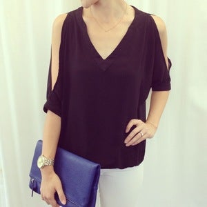 Image of Cold-shoulder top: black