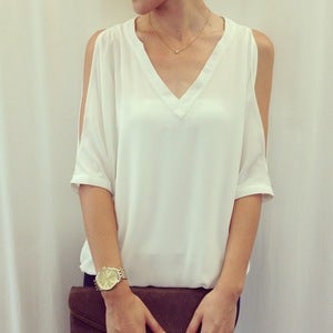 Image of Cold-shoulder top: white