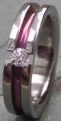 Image of Titanium Pink Striped Tension Set Band - Brilliant Cut Colorless Diamond Ring